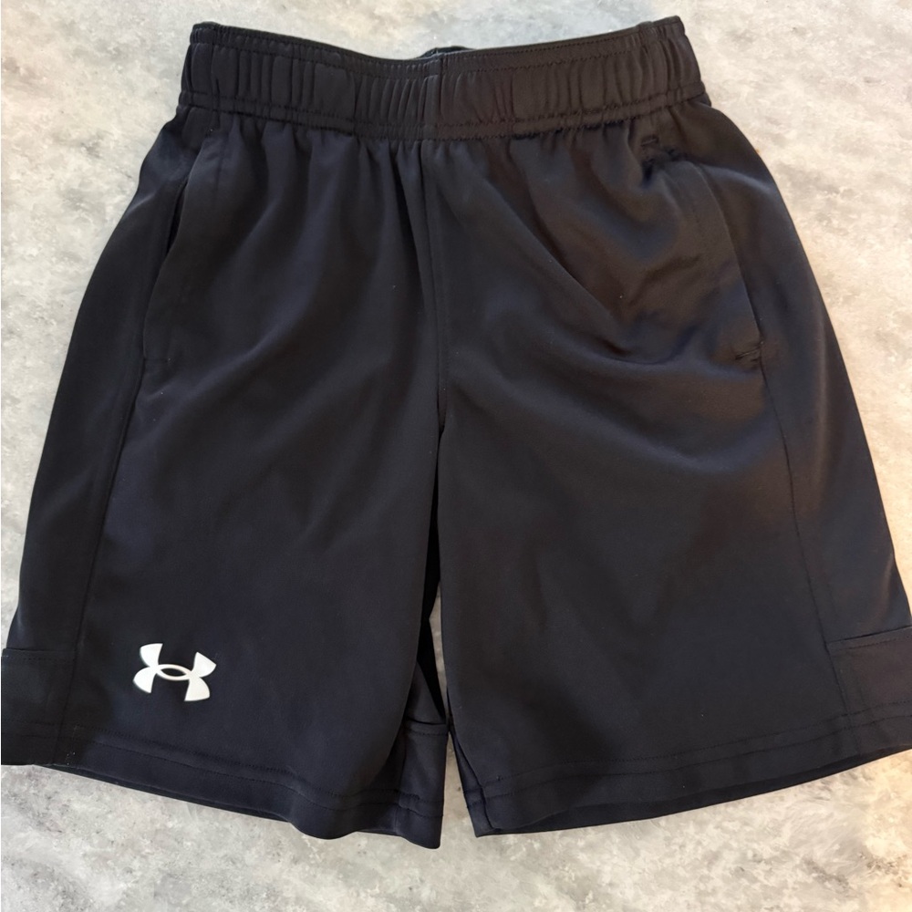 Under Armour Black Boys' Performance Shorts with White Logo